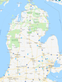Michigan Map with locations of all IDPA clubs